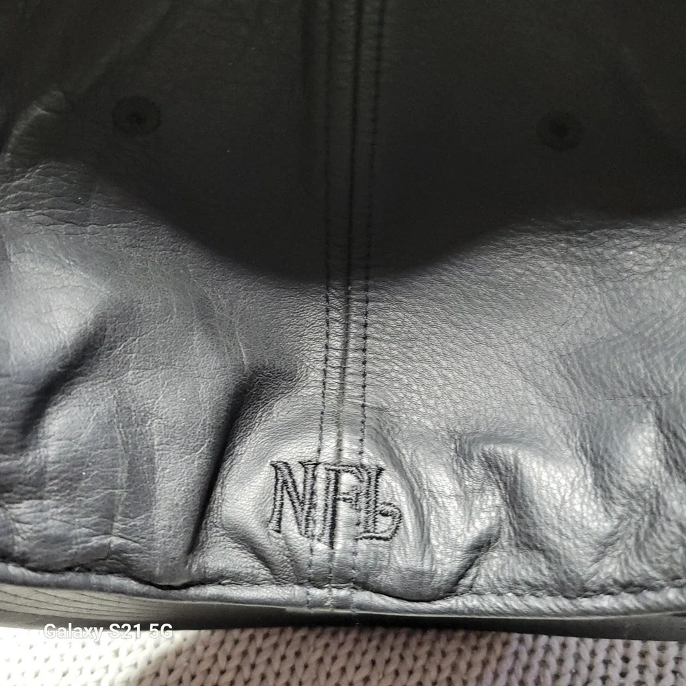 New Vintage Reebok NFL Washington Redskins Black Leather Fitted Hat Size XL